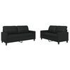 vidaXL Ensemble de canap&eacute;s 2 pcs avec coussins Noir Similicuir