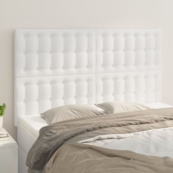 vidaXL T&ecirc;te de lit blanche 144 x 5 x 118/128 cm similicuir