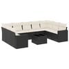 vidaXL Salon de jardin 10 pcs avec coussins noir r&eacute;sine tress&eacute;e