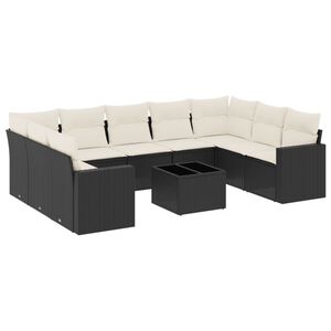 vidaXL Salon de jardin 10 pcs avec coussins noir r&eacute;sine tress&eacute;e