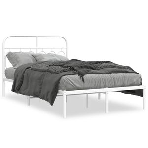 vidaXL Cadre de lit métal sans matelas et tête de lit blanc 120x190 cm