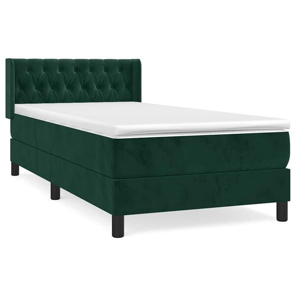 vidaXL Sommier &agrave; lattes de lit avec matelas Vert fonc&eacute; 100x200 cm