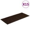 vidaXL Tapis d'escalier autocollants 15 pi&egrave;ces 60 x 25 cm Marron Rectangulaire