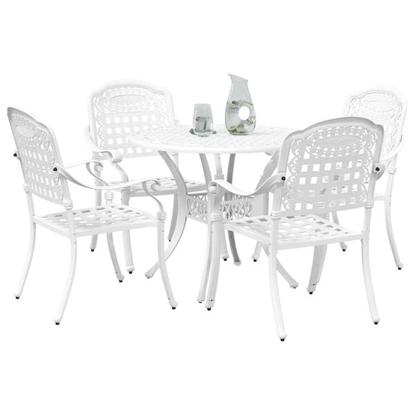 vidaXL Ensemble de salle &agrave; manger pour jardin 5 pcs Blanc Aluminium