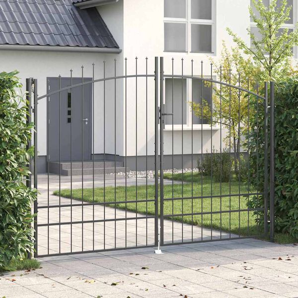 vidaXL Porte de Jardin avec verrouillage Gris 200 x 300 cm Acier