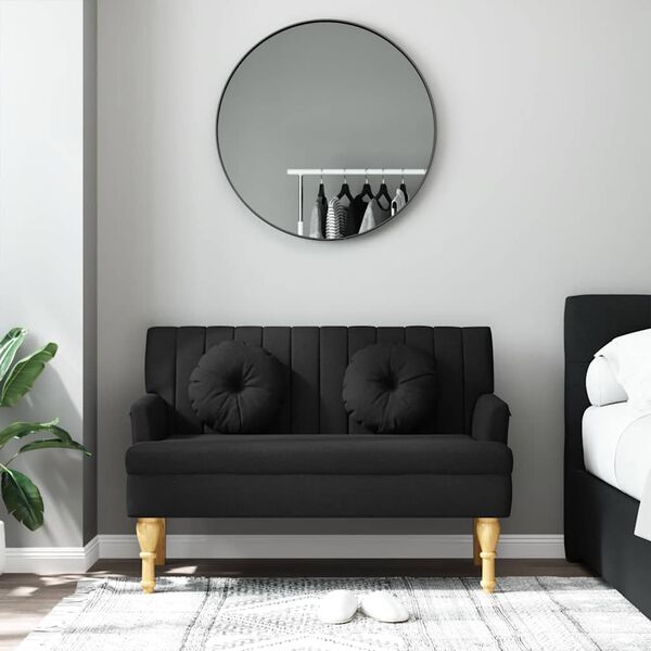 vidaXL Banc avec coussins noir 113x64,5x75,5 cm tissu