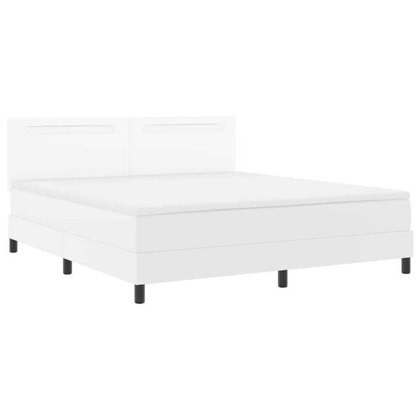 vidaXL Lit &agrave; ressorts avec matelas Blanc 180 x 200 cm Simili cuir