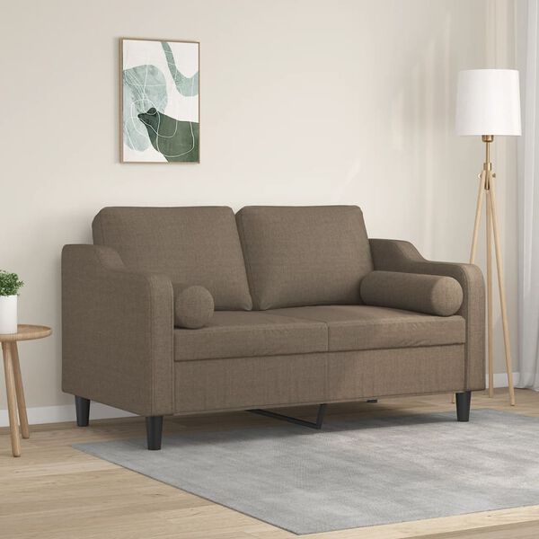 vidaXL Canap&eacute; 2 places et oreillers et coussins Taupe 120 cm Tissu