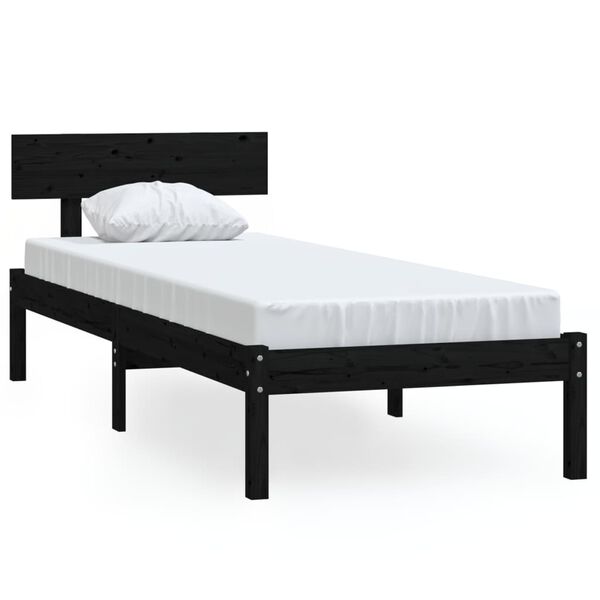 vidaXL Cadre de lit sans matelas noir bois de pin massif