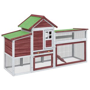 vidaXL Poulailler moka 186,5x58,5x113 cm bois massif de pin