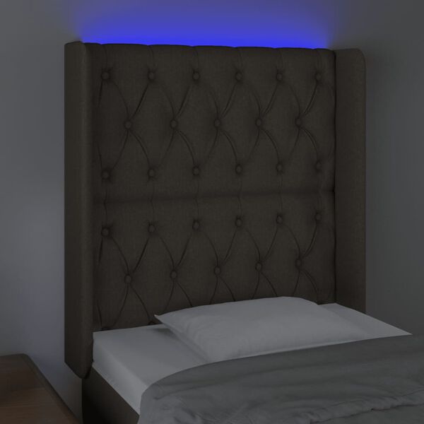 vidaXL T&ecirc;te de lit &agrave; LED Taupe 83x16x118/128 cm Tissu