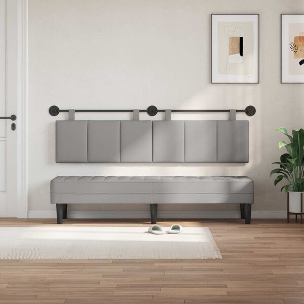 vidaXL T&ecirc;te de lit suspendue Ray&eacute; Gris nuage 170 x 55 x 5 cm tissu