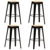 vidaXL Tabourets de bar lot de 4 noir bois de manguier massif