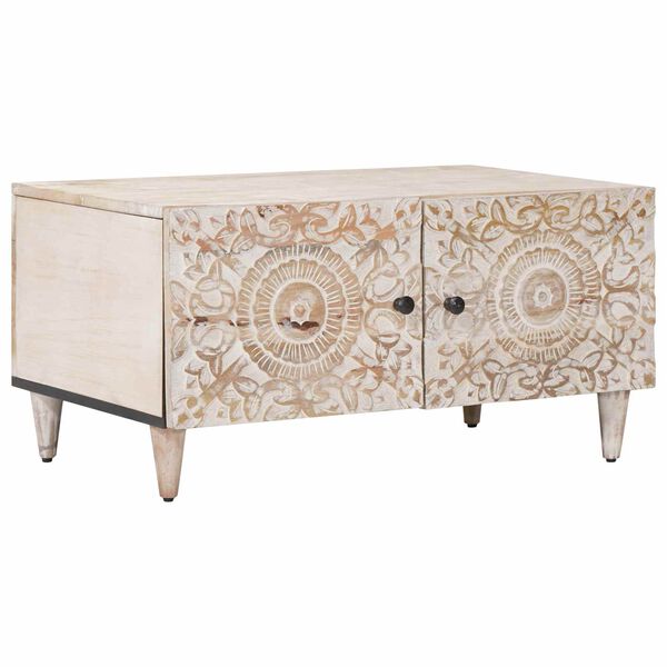 vidaXL Table basse Blanc 80 x 50 x 40 cm Bois de mangue massif