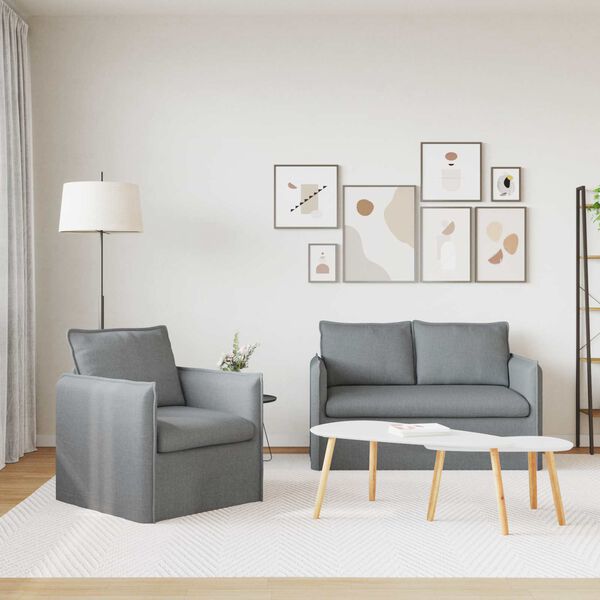 vidaXL Ensemble de Canap&eacute;s 2 pcs Gris clair 136 x 82 x 85 cm tissu