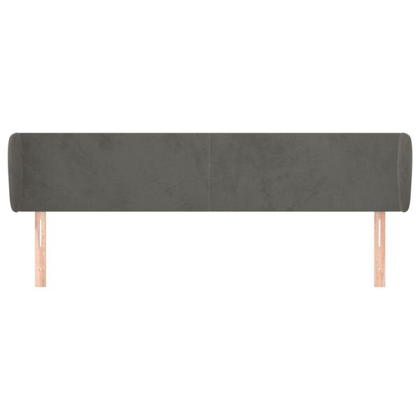 vidaXL T&ecirc;te de lit avec oreilles Gris fonc&eacute; 203x23x78/88 cm Velours
