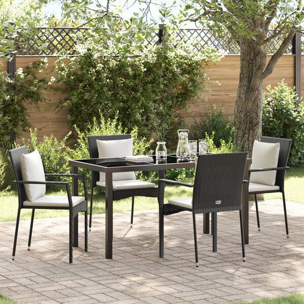 vidaXL Ensemble de salle à manger pour jardin 5 pcs Noir polyrotin
