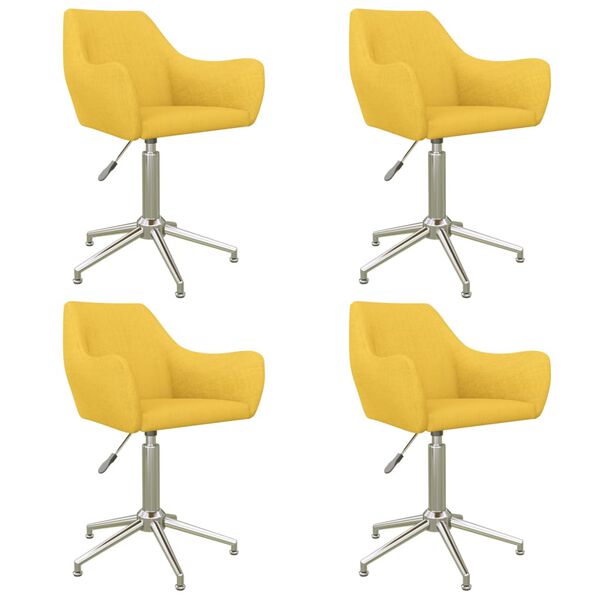 vidaXL Chaises pivotantes &agrave; manger lot de 4 jaune tissu