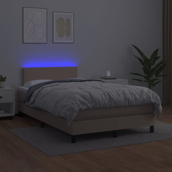 vidaXL Sommier &agrave; lattes de lit avec matelas LED cappuccino 120x190 cm