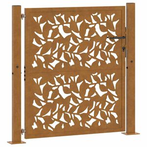 vidaXL Portail de jardin 100x100 cm en acier patin&eacute; avec motif feuille