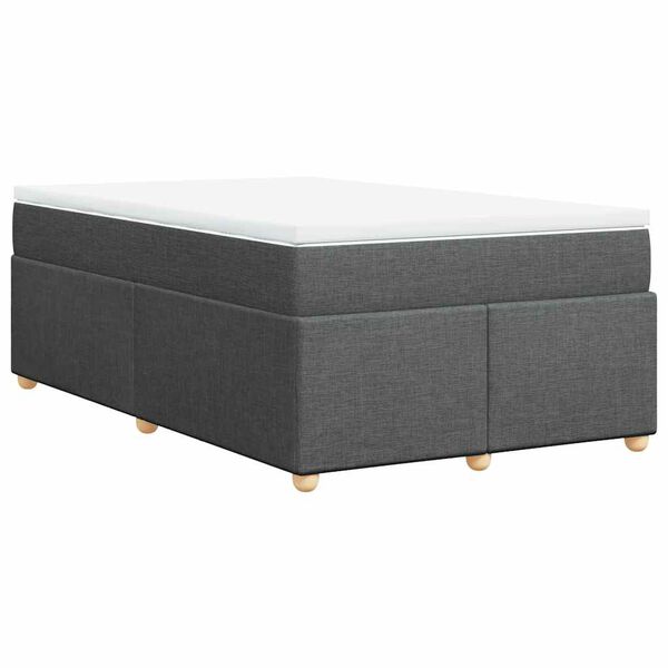 vidaXL Sommier &agrave; lattes de lit avec matelas gris fonc&eacute; 120x190cm tissu