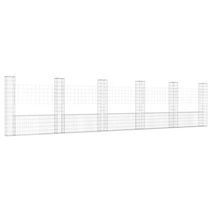 vidaXL Panier de gabion en forme de U avec 6 poteaux Fer 620x20x150 cm