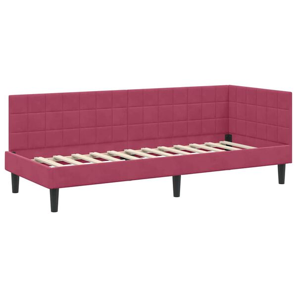 vidaXL Cadre de lit d'angle Rouge bordeaux 80 x 200 cm Velours