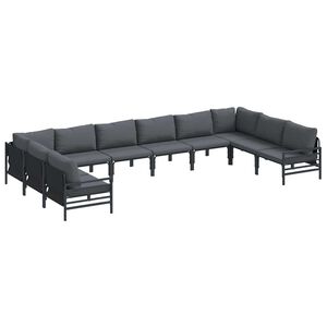 vidaXL Ensemble de canap&eacute; de jardin avec coussin 10 pcs Noir Acier