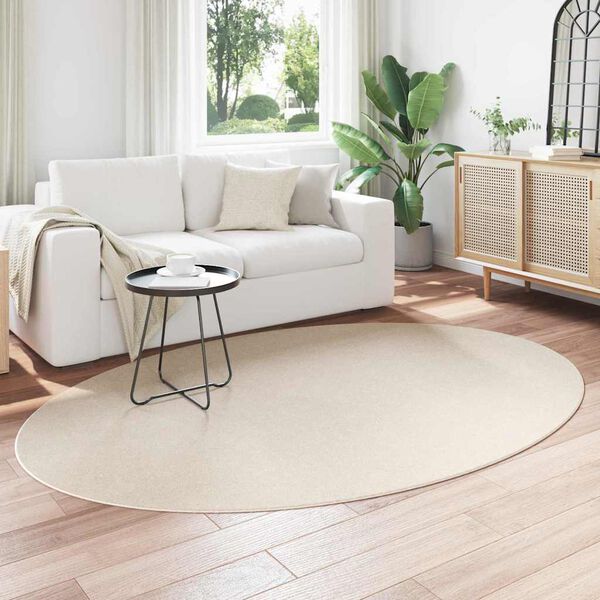 vidaXL Tapis de surface ovale HUARTE Beige 160 x 230 cm 100% Polyester