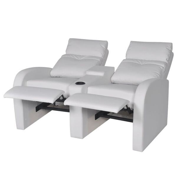 vidaXL Fauteuil inclinable &agrave; 2 places cuir synth&eacute;tique blanc