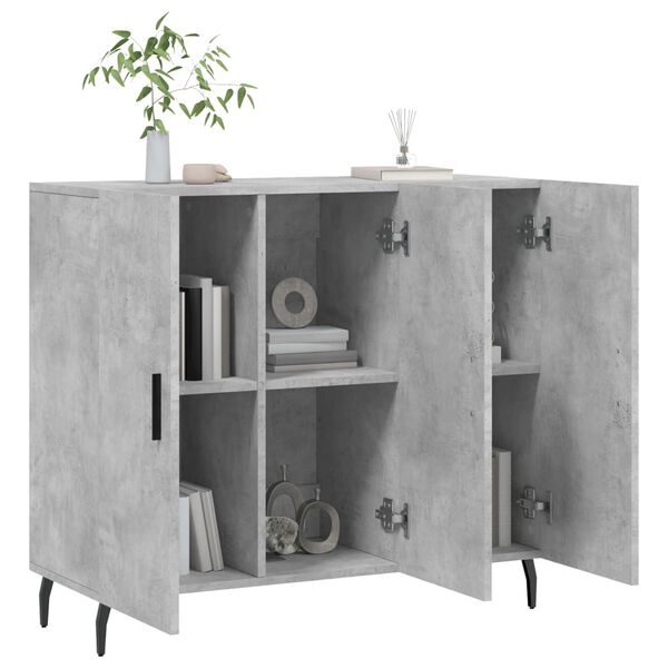 vidaXL Buffet gris b&eacute;ton 90x34x80 cm bois d'ing&eacute;nierie