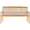 vidaXL Banc 3 places empilable de jardin 159 cm Bois de teck solide
