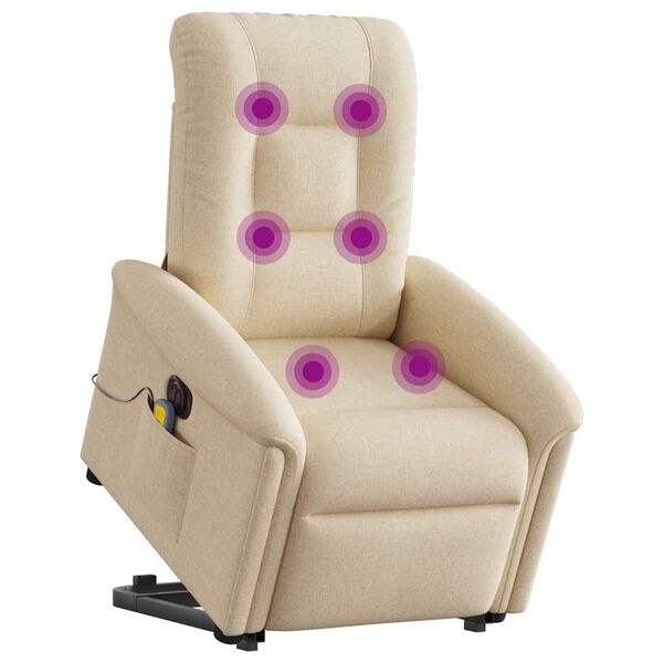 vidaXL Fauteuil inclinable de massage &eacute;lectrique Cr&egrave;me Tissu