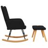 vidaXL Chaise &agrave; bascule avec tabouret Noir Tissu