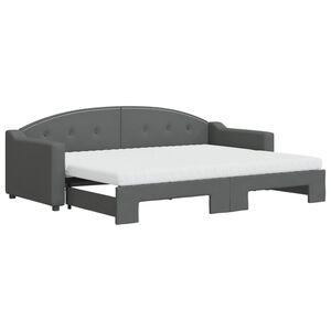 vidaXL Lit de jour avec gigogne et matelas gris fonc&eacute; 80x200 cm tissu