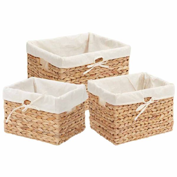 vidaXL Paniers de rangement 3 pcs Naturel 35 x 30 x 25 cm