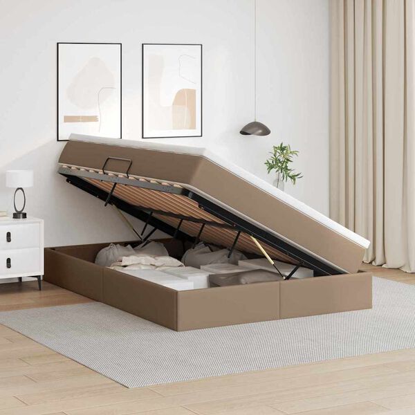 vidaXL Lit avec rangement et matelas Cappuccino 140 x 200 cm