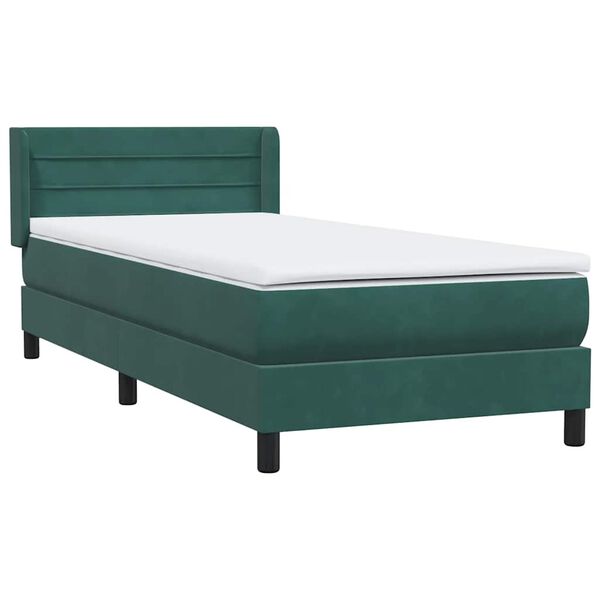 vidaXL Sommier &agrave; lattes de lit et matelas vert fonc&eacute; 100x210cm velours