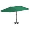 vidaXL Parasol d'ext&eacute;rieur et m&acirc;t en aluminium 460x270 cm vert