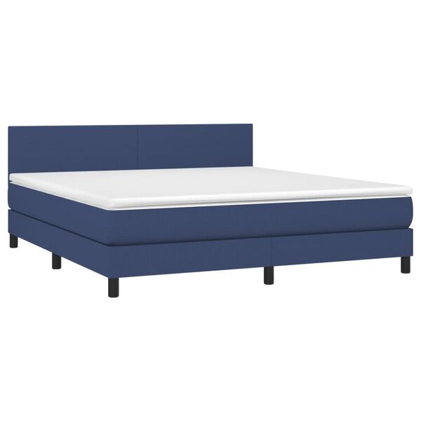vidaXL Sommier &agrave; lattes de lit avec matelas Bleu 180x200 cm Tissu