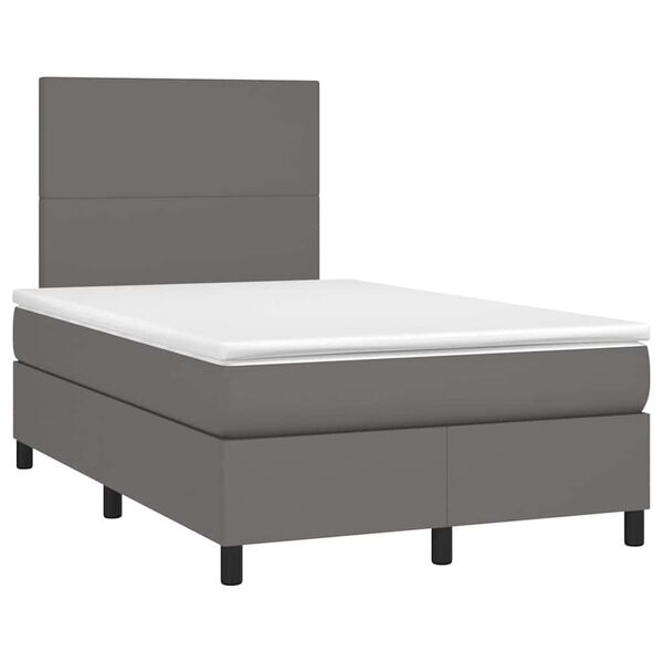 vidaXL Sommier &agrave; lattes de lit matelas LED gris 120x190 cm similicuir