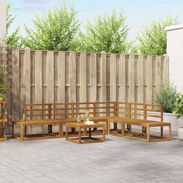 vidaXL Ensemble de Canap&eacute;s 7 Pi&egrave;ce Naturel Bois d'Acacia Massif