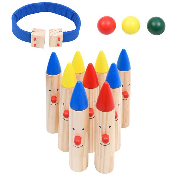 vidaXL Jeu de bowling Multicolore Bois de pin massif