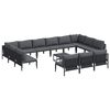 vidaXL Ensemble de canap&eacute; de jardin avec coussin 14 pcs Noir Acier