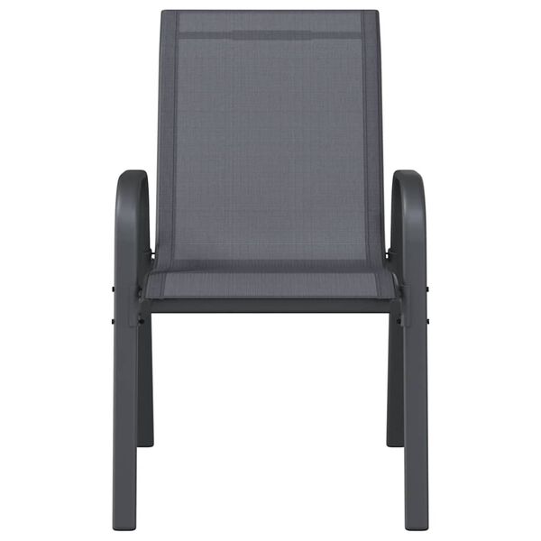 vidaXL Chaises empilables de jardin lot de 2 Gris Tissu textil&egrave;ne