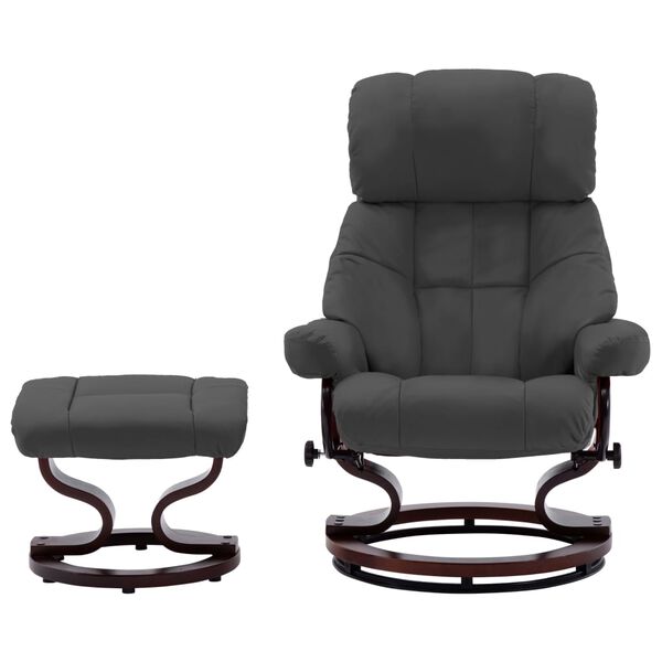 vidaXL Fauteuil inclinable avec repose-pied similicuir et bois courb&eacute;