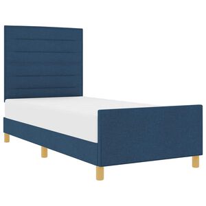 vidaXL Cadre de lit avec t&ecirc;te de lit Bleu 90 x 190 cm tissu