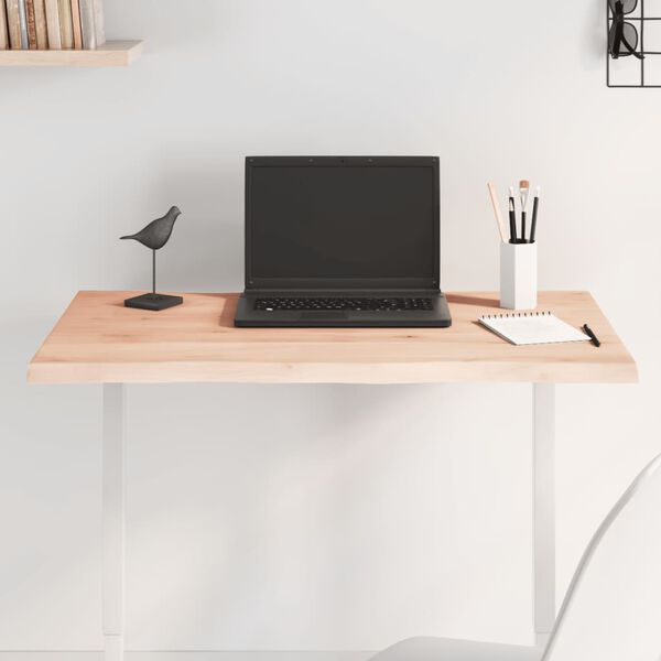 vidaXL Dessus de table bois ch&ecirc;ne massif non trait&eacute; bordure assortie