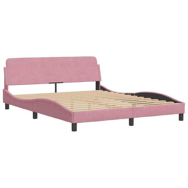 vidaXL Cadre de lit sans matelas Hanko rose 160x200 cm velours