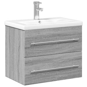 vidaXL Armoire lavabo de salle de bain avec bassin int&eacute;gr&eacute; sonoma gris
